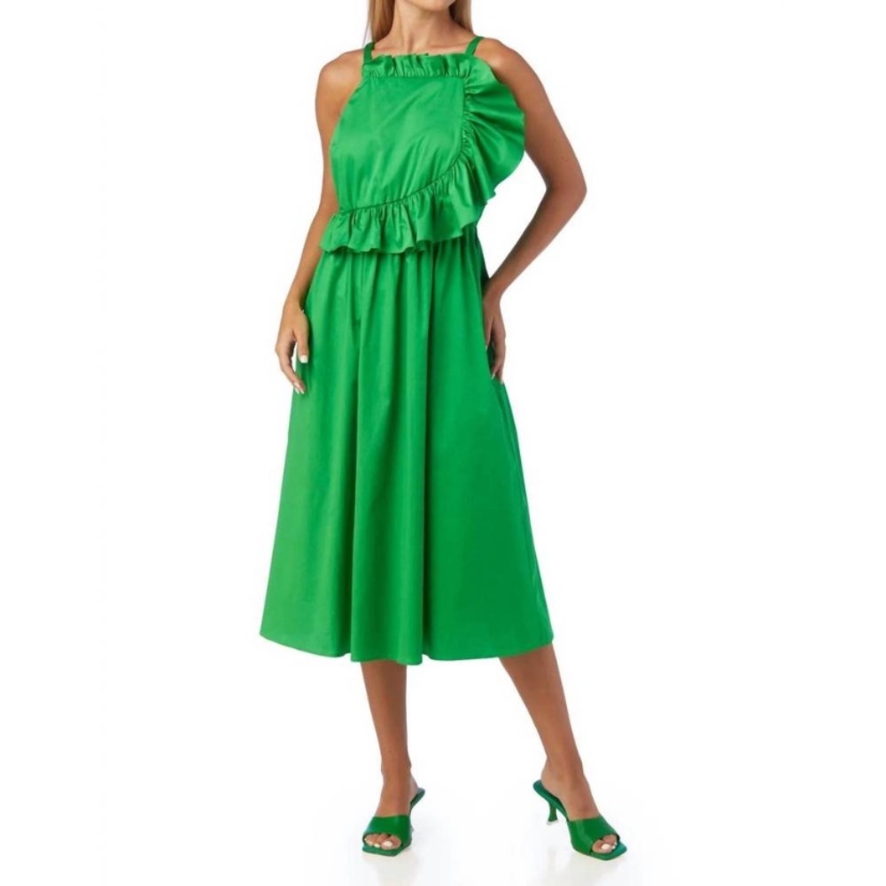 CROSBY by Mollie Burch Genevieve Green Ruffle Dress